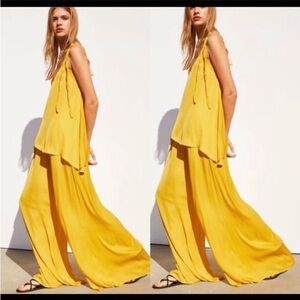 Zara Wide-Leg Flowy Trousers with Elasticated Waistband Sz XL